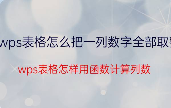 wps表格怎么把一列数字全部取整 wps表格怎样用函数计算列数？